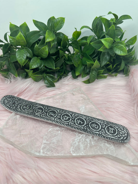 Silver chakra incense holder plate