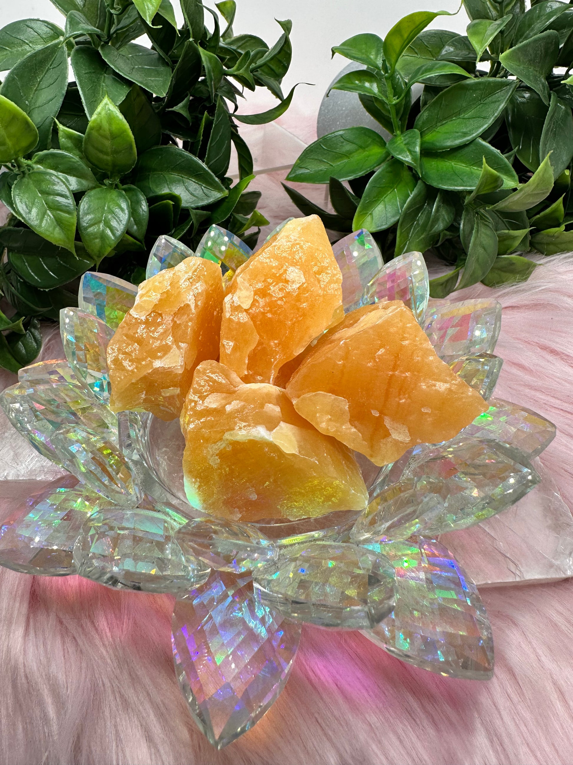 raw orange calcite tumbles