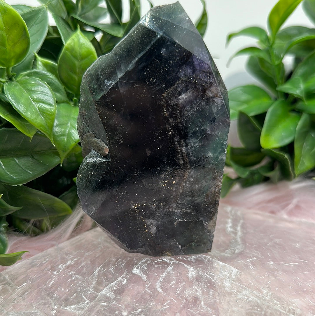 Rainbow fluorite with pyrite