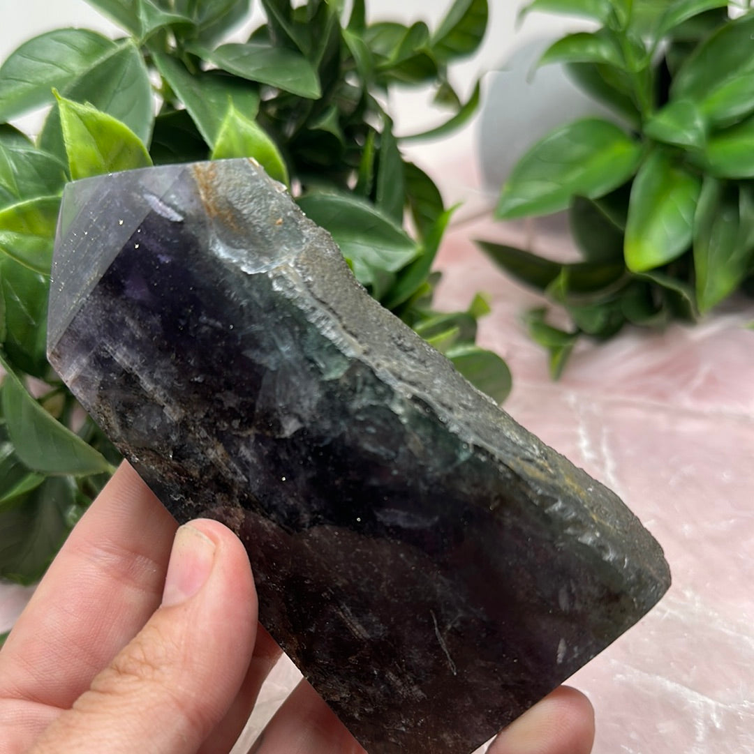 Rainbow fluorite with pyrite