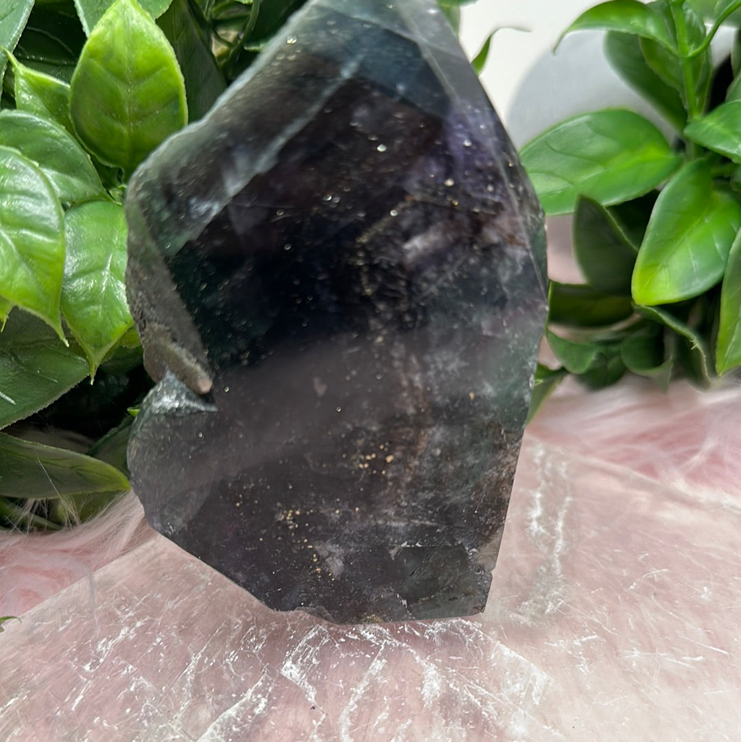 Rainbow fluorite with pyrite