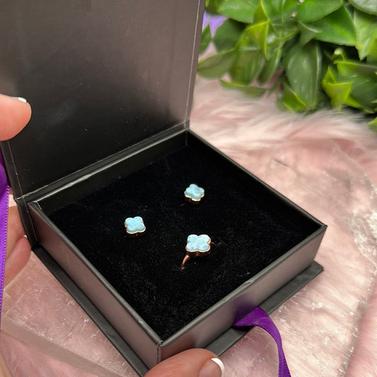 Larimar earrings and ring