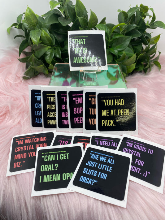 R-rated customer quote stickers