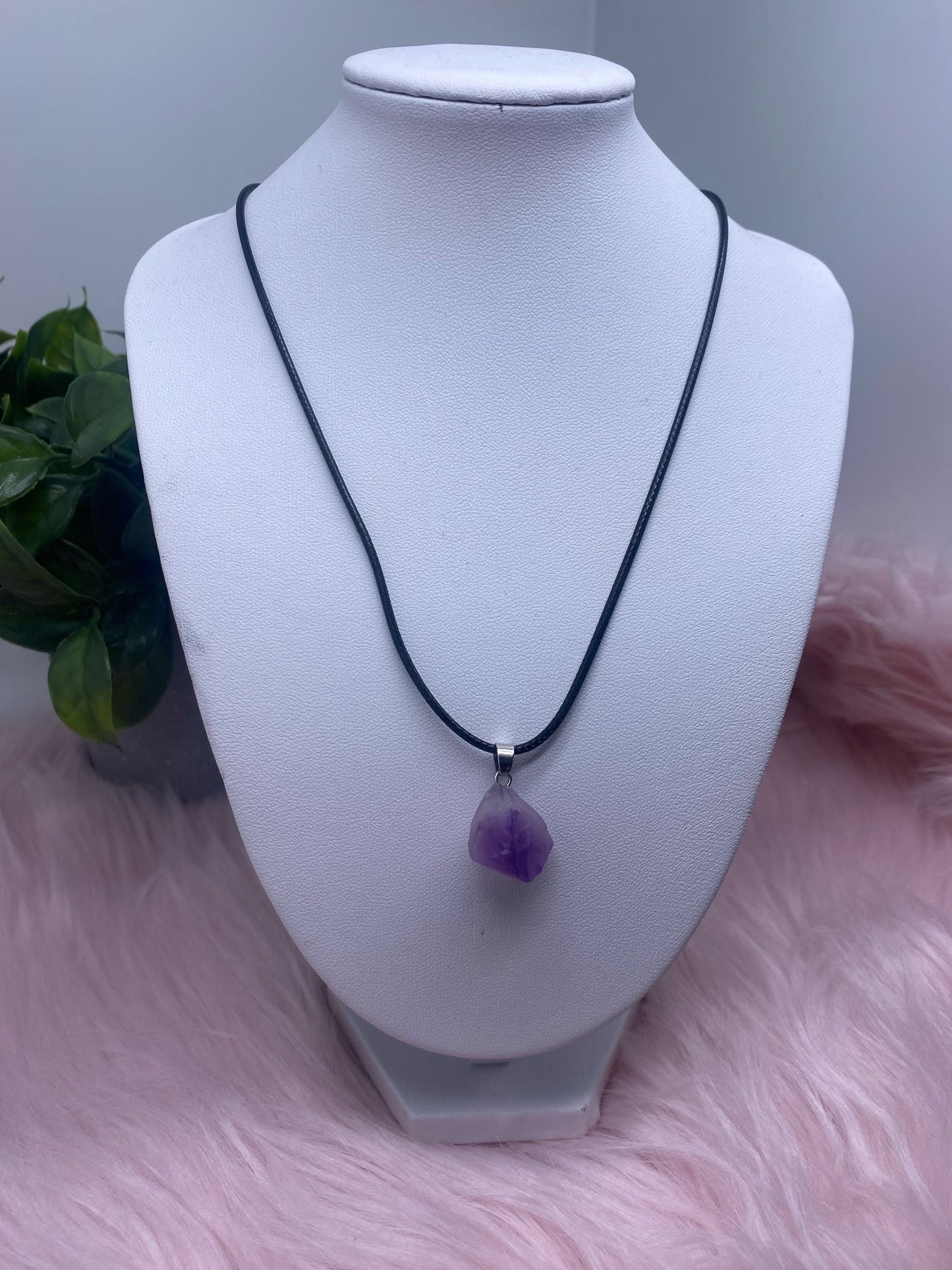 Raw amethyst necklace