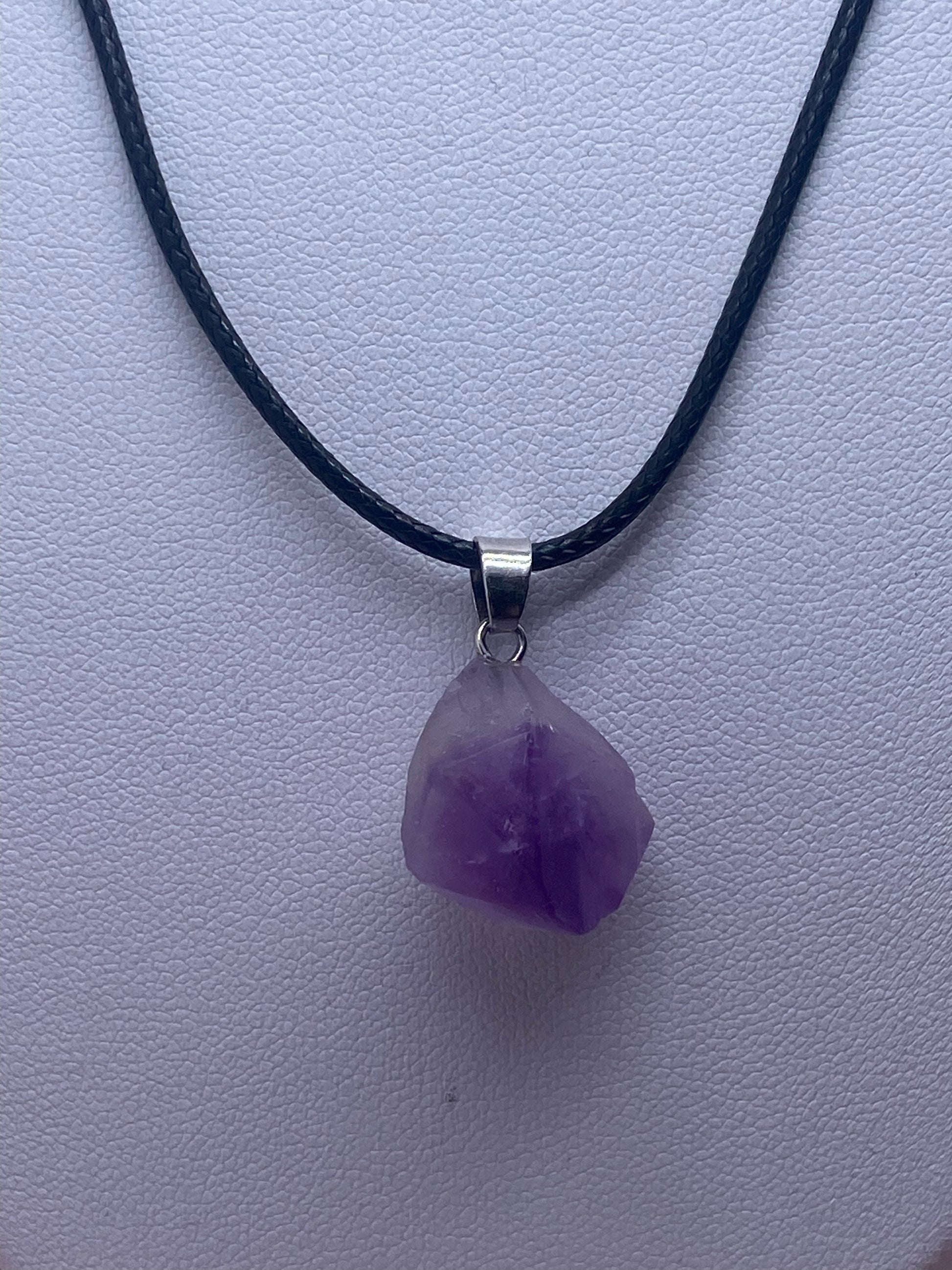 Raw amethyst necklace