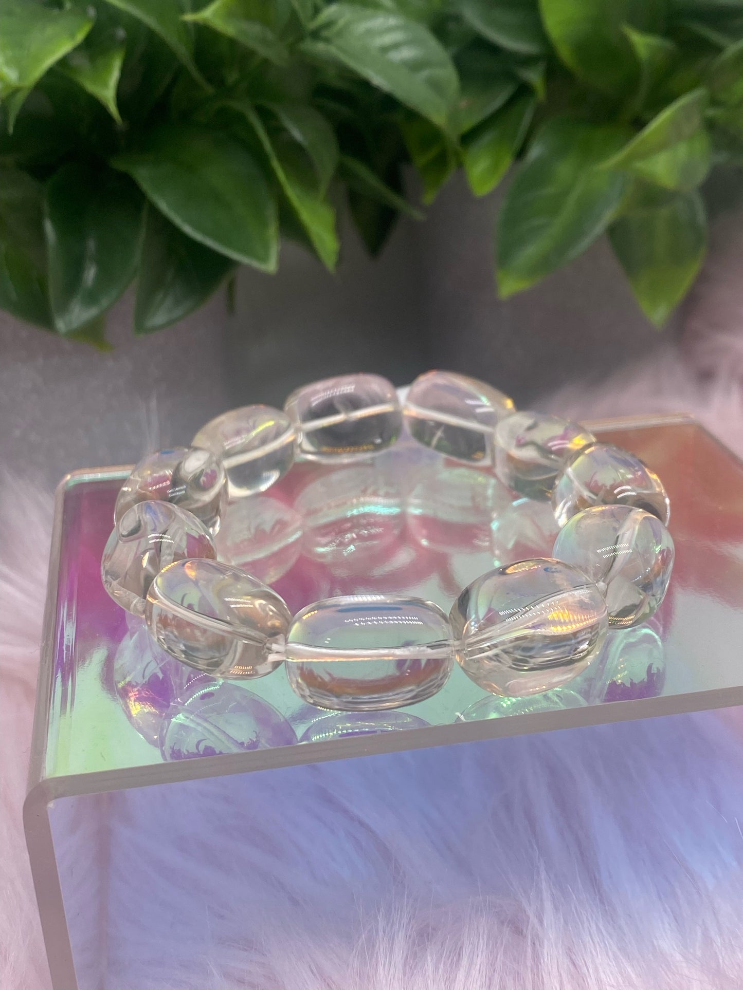 Clear quartz oval bracelet