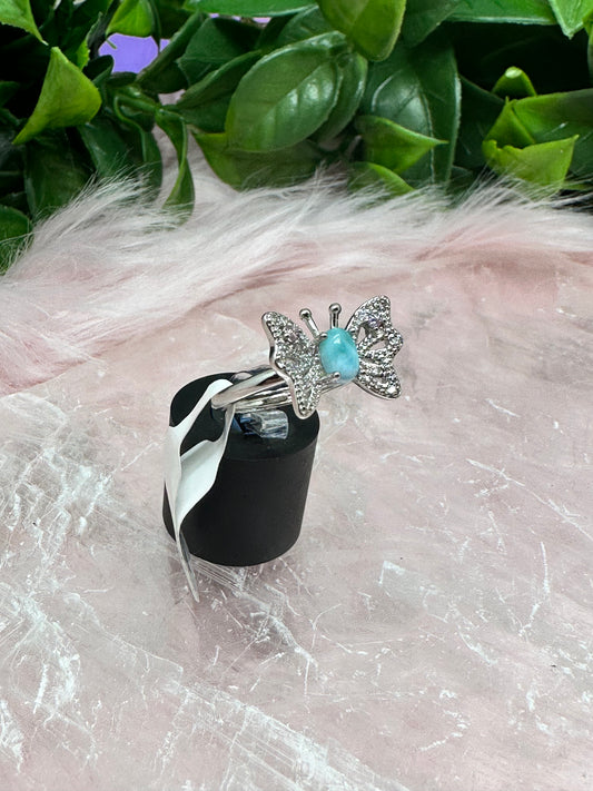 Larimar butterfly ring