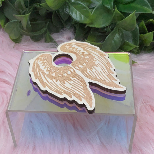 Angel wings wooden sphere holder