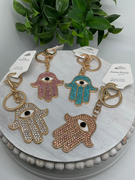 Hamsa evil eye keychains