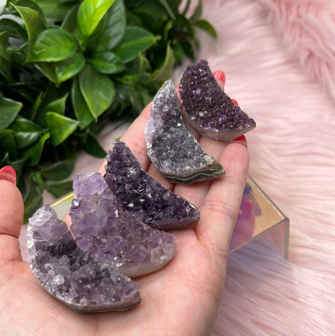 Raw amethyst moons