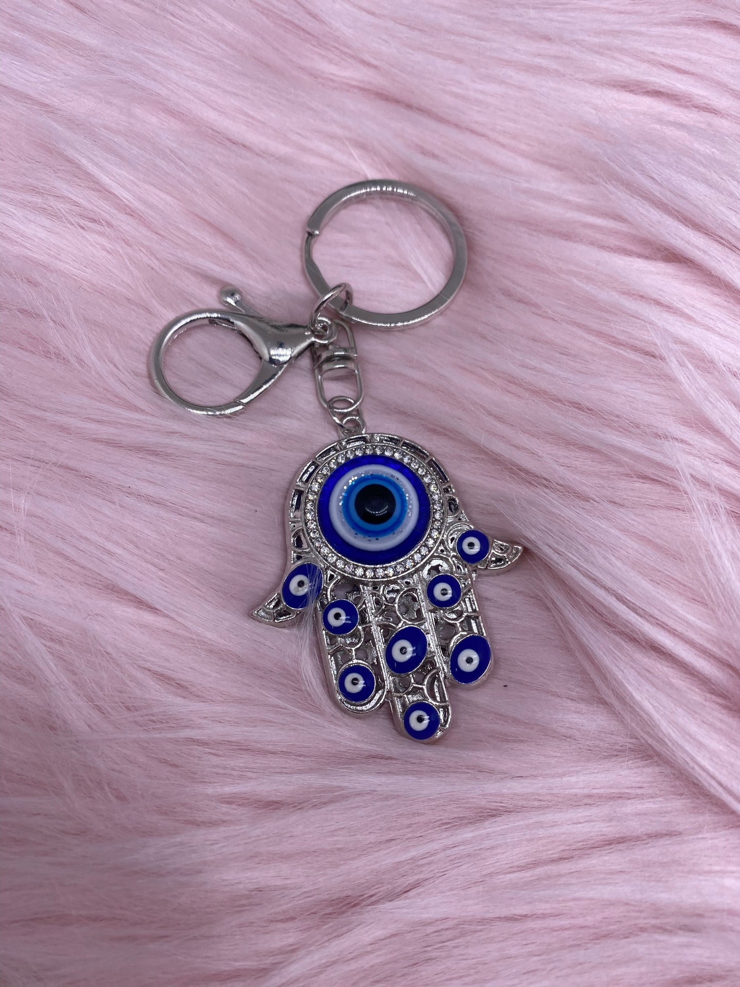 Evil eye hamsa hand keychain