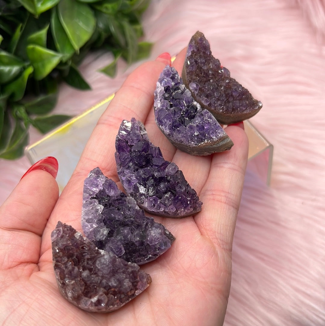 Raw amethyst moons